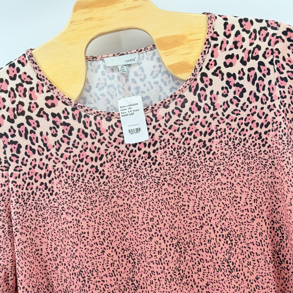 Luukse Ruffle Flutter Sleeve Top Womens 4X Leopard Print Shirt Lightweight Boho